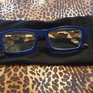 +1.50 Blue/Camouflage Reading Glasses W/Case